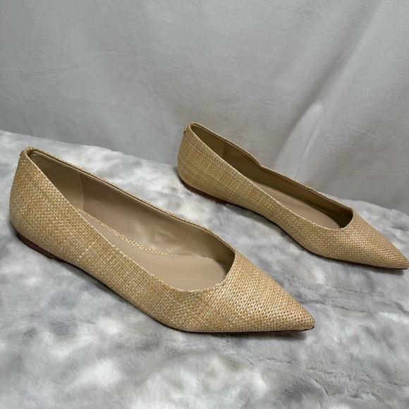 New Sam Edelman Wanda Pointed Toe Flats Beige Nude Rattan Size 10 - Picture 6 of 8